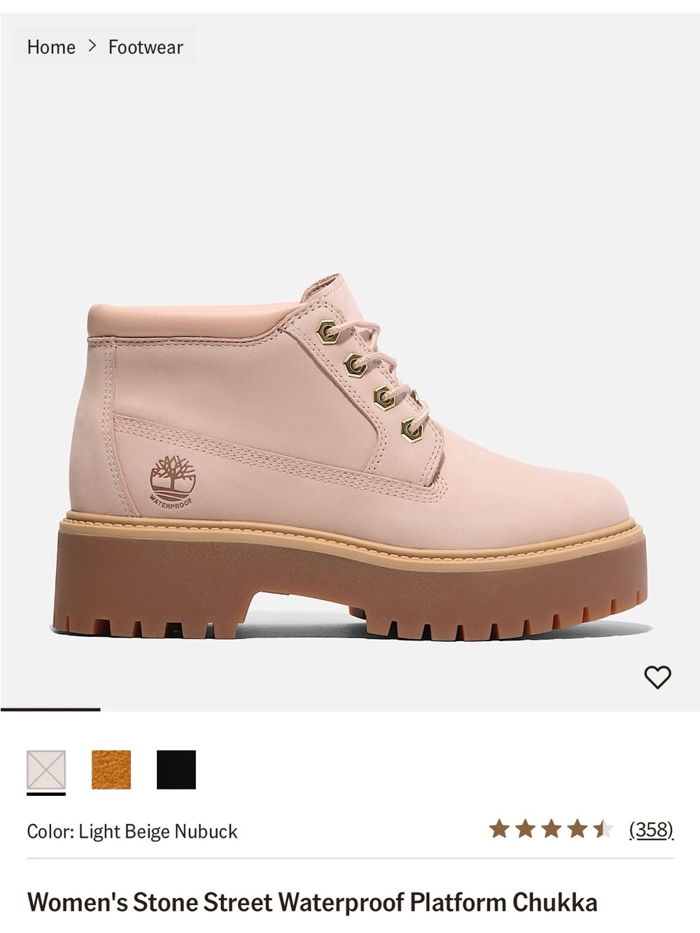 Timberland Women's Stone Street Waterproof Platform Chukka in light pink